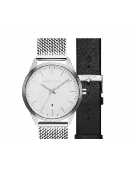 Reloj de pulsera unisex, reloj de 3 agujas, correa intercambiable milanesa/cuero