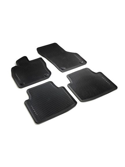 Alfombrillas cuatro estaciones delanteras y traseras, negro, con inscripción