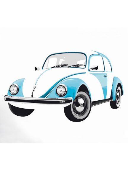 Cartel adhesivo de pared VW Beetle , azul claro