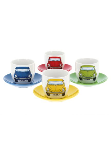 Juego de 4 tazas de café espresso VW Beetle de 100 ml