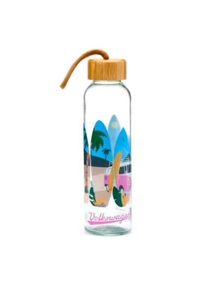 Botella de cristal con tapón de bambú Caravana Volkswagen