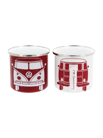 Taza esmaltada VW T1, juego de 2, 350 ml